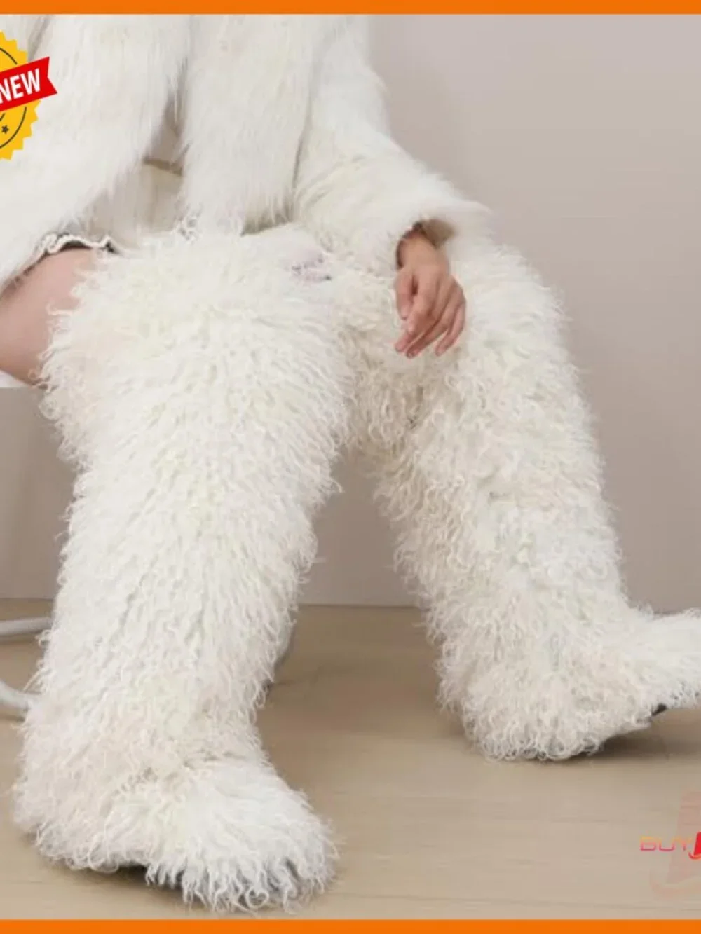29-Inch Over-the-Knee Faux Fur Boots Flat Sole Winter Women's Shoes